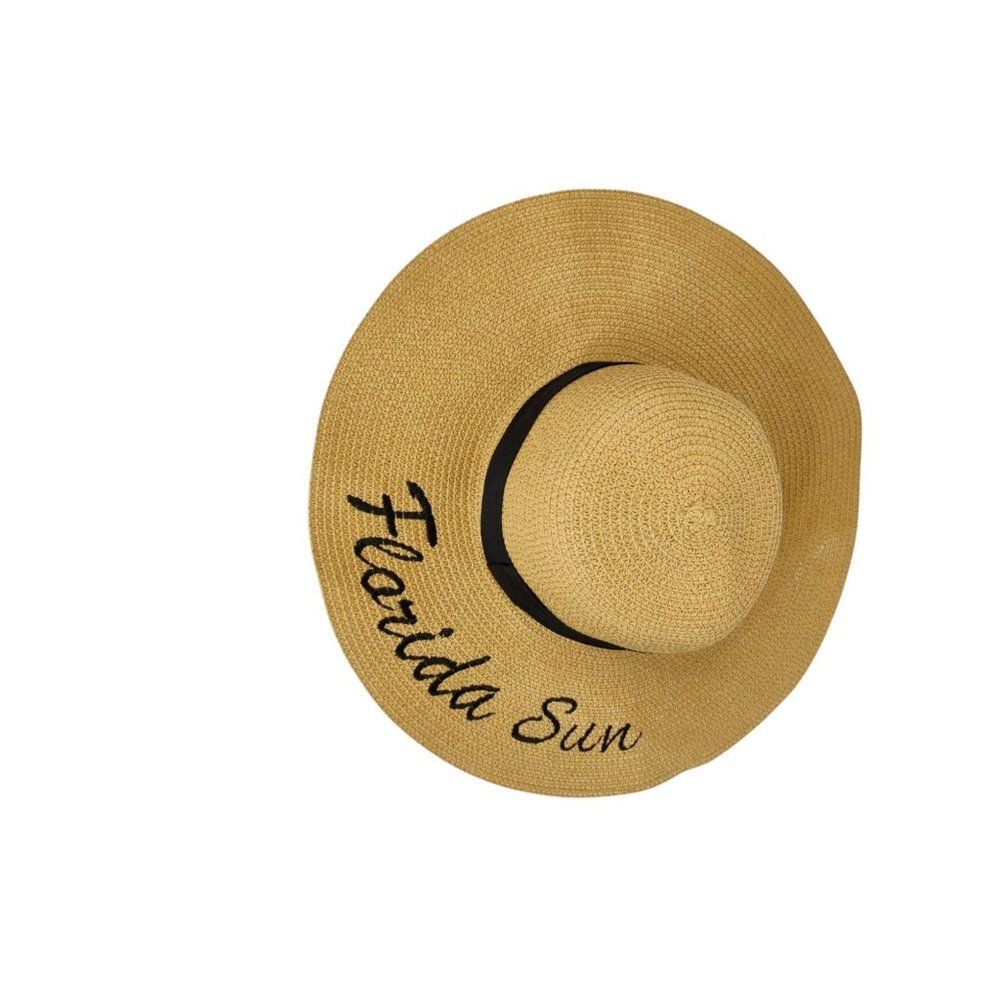 Florida Sun Hat Embroidered Tan and Black - Picture 14 of 15